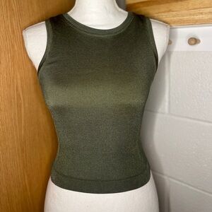 Express Green ribbed tank w/ glitter sheen